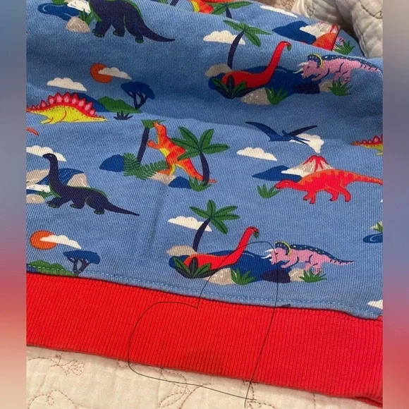 Mini Boden Baby Boden Boys Blue Dinosaur Joggers and Sweater With Red Trim - Picture 3 of 7